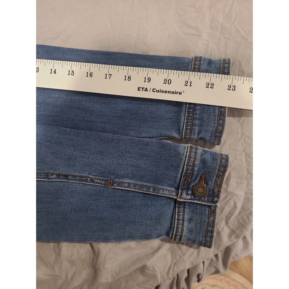 PrAna women SZ S Denim Jean Trucker Jacket casual boho coastal utility country - Picture 8 of 11